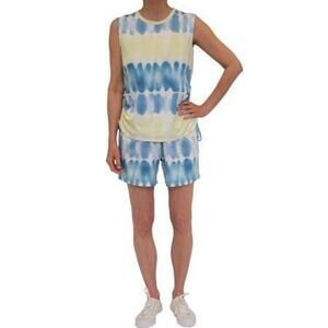 Como Blu Women Side Ruching Sleeveless Top and Elastic Waistband Boy Shorts Set